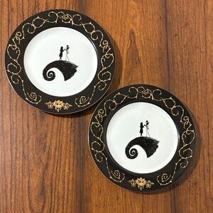 (2) Disney Black and Gold Nightmare Before Christmas Salad / Dessert Plates